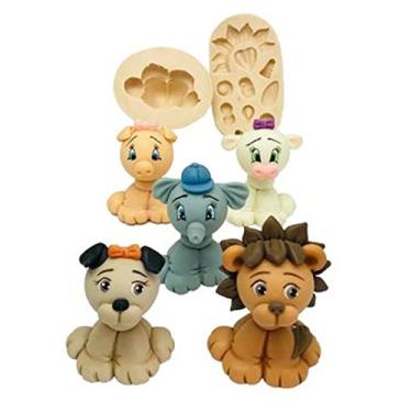 Imagem de Confeitaria dos moldes, F597 MOLDE DE SILICONE KIT 2 MOLDES ANIMAIS CONFEITARIA ARTESANATO