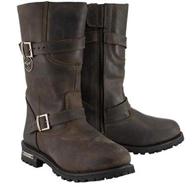Imagem de Milwaukee Leather MBM9063 Bota masculina clássica envelhecida couro marrom engenheiro motociclista equitação - 8