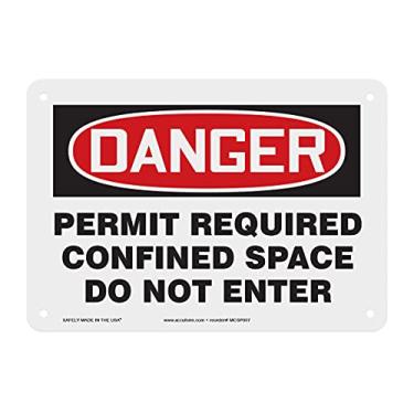 Imagem de Accuform MCSP007VP Placa de Segurança Plástica, Lenda Permissão de Permissão Necessária Espaço CONFINADO DO NOT Enter", 17,78 cm de Comprimento x 25,4 cm de Largura x 0,04 cm de Espessura, Vermelho/Preto sobre Branco