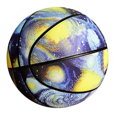 Imagem de MINDCOLLISION Bola de basquete Starry Sky, couro macio durável, adequada para crianças, adolescentes, iniciantes, tamanhos 7, Whirlwind