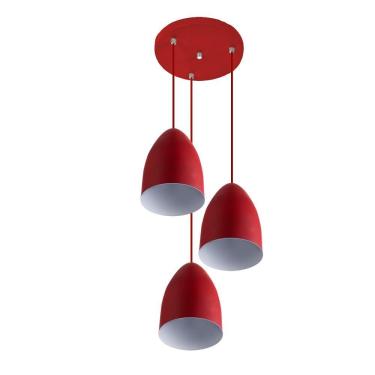 Imagem de Pendente Cone Bala Sadan Aluminio Triplo Vermelho