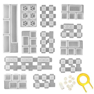 Imagem de Molde de resina para teclado de silicone, Aulufft 1 conjunto de teclas, molde de cristal, molde de silicone com puxador de chave e capa de dedo para teclados mecânicos, artesanato, ferramentas de fabricação feitas à mão