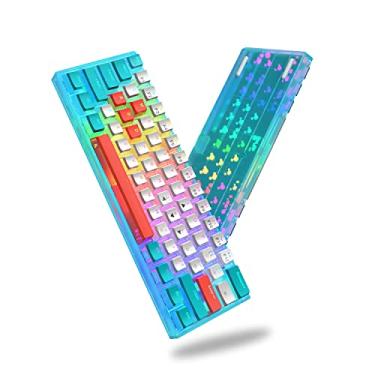 Imagem de Womier Teclado 60% por cento, teclado para jogos com fio WK61, teclado de troca a quente com teclas PBT para jogadores de PC Windows - Interruptor vermelho