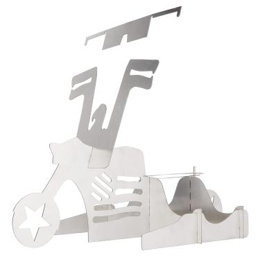 Imagem de 01 02 015 Assador de frango, suporte de grelha de frango portátil em forma de motocicleta ferramenta de churrasco para festa em casa