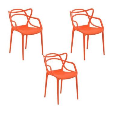 Imagem de Kit 3 Cadeiras Decorativas Sala E Cozinha Feliti (Pp) Laranja - Gran B
