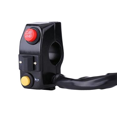 Imagem de Interruptor de controle do guidão, interruptores de montagem do guidão da motocicleta de 7/8" com buzina, sinal de direção, controle de farol alto baixo (preto)