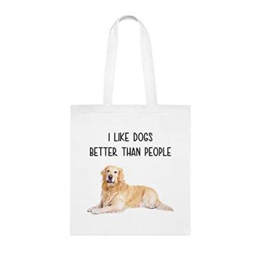 Imagem de Sacola engraçada I Like Dogs Better Than People para cães, presente para cães, aniversário bolsa de ombro para cães, bolsa reutilizável para cães, Branco