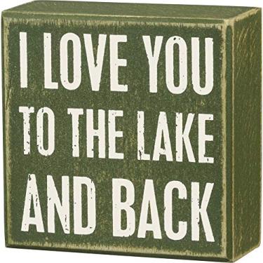 Imagem de Primitives By Kathy Placa quadrada I Love You To The Lake And Back Box 10 cm