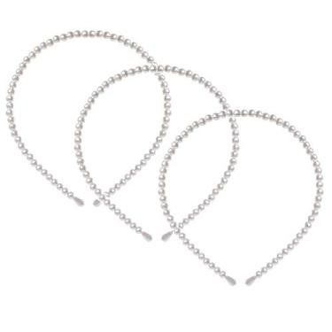 Imagem de KDDOM 3 peças de faixas de pérolas modernas, faixas de cabelo de strass de pérola falsa branca acessórios de cabelo de noiva arco de cabelo de casamento faixas de cabelo de pérola para mulheres meninas