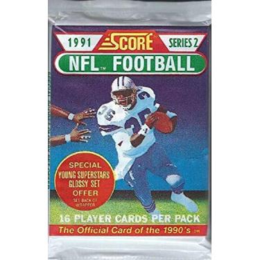 Imagem de SCORE NFL Cartas de jogador de futebol 1991: Série 2: Cartas colecionáveis: 16 cartas por pacote: A carta oficial dos anos 90