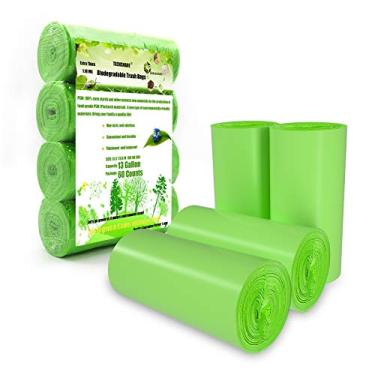 Imagem de Sacos de lixo biodegradáveis de 45 litros, 60 unidades, extra grosso 1,18 mil, sacos de lixo para reciclagem para cozinha, quintal, escritório, Verde