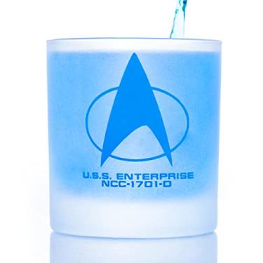 Imagem de Star Trek: A próxima geração do emblema de comando da frota estelar pedras de vidro edição especial no universo linha branca fosca premium gravada por filmes em vidro inclui um vidro - 325 ml