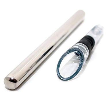 Imagem de Mantenha o seu vinho frio! 3 em 1 bastão refrigerador de vinho em aço inoxidável - refrigerador de garrafa de vinho - bastão de congelador - com aerador e decantador - para vinhos tintos e brancos