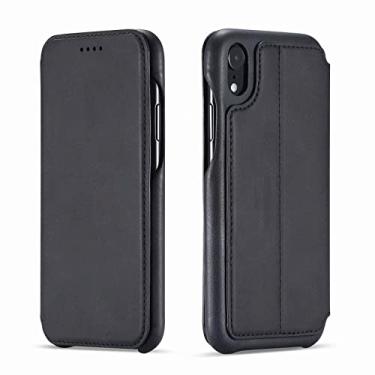 Imagem de Capa para iPhone 14/14 Pro/14 Plus/14 Pro Max, capa flip de couro fecho magnético com slots para cartão suporte capa protetora à prova de choque compatível, preta, 14 Plus 6,7 polegadas