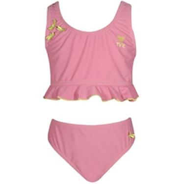 Imagem de TYR Biquíni liso para meninas com babados (BKSBG2) - Rosa - 2T