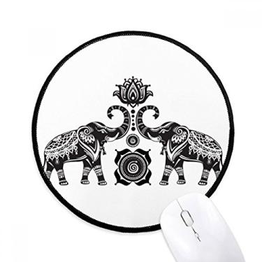 Imagem de DIYthinker Pintura elefante amigo dois mouse pad feliz desktop escritório tapete redondo para computador