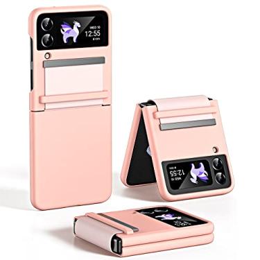 Imagem de Capa fosca ultrafina para a pele para Samsung Galaxy Z Flip 3 4 Capa traseira ajustável em couro liso com dobradiça dobrável à prova de choque, rosa, para galaxy Z flip 3