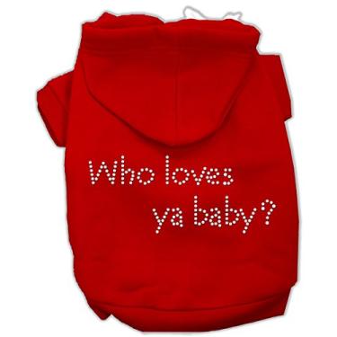 Imagem de Mirage Pet Products 54-82 XSRD Who Loves ya Baby? Moletom com capuz vermelho para animais de estimação, PP