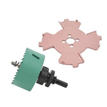 Imagem de Abridor de furos de holofote, broca de posicionamento central de haste hexagonal de liga de aço, conjunto de ferramentas de furo de rebaixamento, com design de borda sem borda, para placa de gesso, placa de madeira (75 mm / 3 pol.)