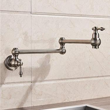 Imagem de Torneira de cozinha de banheiro de uma alça, furo único, água fria, torneira dobrável para lavatório, varanda, níquel escovado