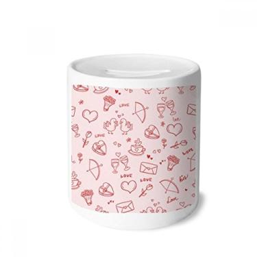 Imagem de DIYthinker Corações vermelhos rosa amor dia dos namorados caixa de dinheiro caixa de cerâmica porta-moedas presente de cofrinho