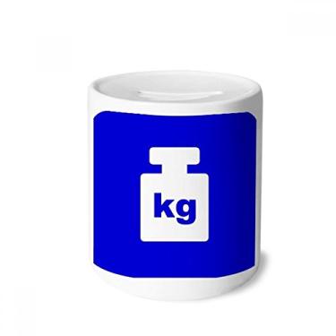 Imagem de DIYthinker Caixa de cerâmica com marcador de aviso quadrado azul peso porta-moedas presente de cofrinho