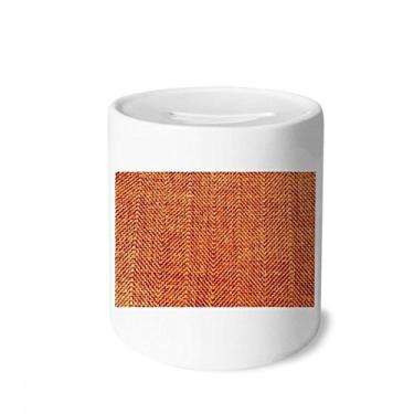 Imagem de DIYthinker Caixa de dinheiro abstrata de tecido marrom linho, porta-moedas de cerâmica, presente de cofrinho
