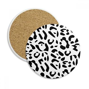 Imagem de Caneca de porta-copos com estampa de leopardo, animal, arte em grãos e porta-copos com proteção de mesa, pedra absorvente
