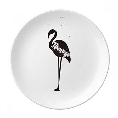 Imagem de Prato de animal de flamingo preto e branco decorativo de porcelana Salver louças de jantar