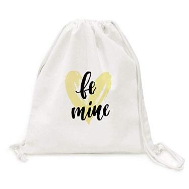 Imagem de Mochila Be Mine Yellow Love Citação Style Canvas Drawstring Bag Shopping Travel
