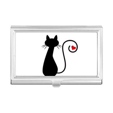 Imagem de Porta-cartões de visita com animais de coração e gatos sentados em sihouette