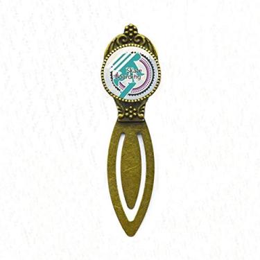 Imagem de Marcador de página com ilustração de atletas de snowboard, marcador de página retrô para escritório