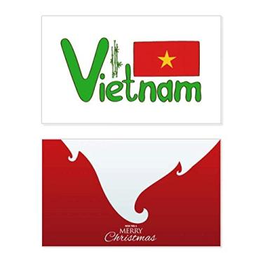 Imagem de Bandeira nacional do Vietnã com estampa verde vermelha, feriado, cartão de felicitações, mensagem de Natal