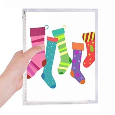 Imagem de Caderno de ilustração de meias coloridas Merry Christmas Folhas soltas Diário Recarregável Diário Papelaria