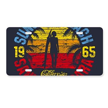 Imagem de DIYthinker Coconut Tree Beach Ilustration Pattern Placa de licença Decoração de carro Acessório de aço inoxidável