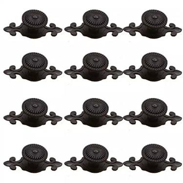 Imagem de Puxador de porta para armário de gaveta de metal em forma de cogumelo retrô CSKB Puxador para móveis, Preto, 12 pcs