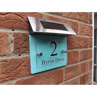 Imagem de Placas do número da casa com luz solar Personalizar placa de sinalização da casa moderna Placa do número da porta Vidro da rua Efeito pastel