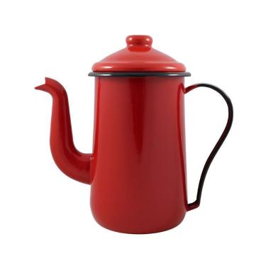 Imagem de Bule Para Café Tradicional Esmaltado Vermelho 1,5 L Ewel