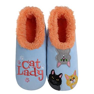 Imagem de Snoozies Pantufas femininas antiderrapantes felpudas para gatos, Cat Lady, Large