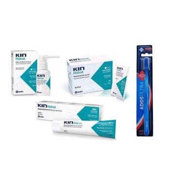 Imagem de Kit Boca Seca Kin Hidrat c/3 produtos e 1 escova ultra macia