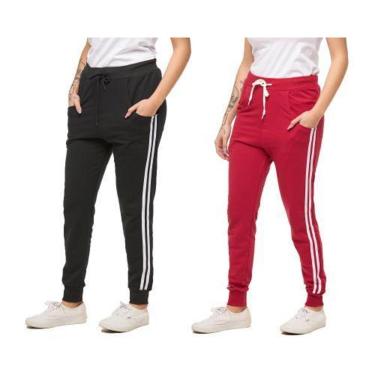 Imagem de KIT COM 02 CALÇAS DE MOLETOM FEMININA SARUEL SKINNY SPORT LUXO-AZULMARINHO-CINZACLARO-GG-Feminino