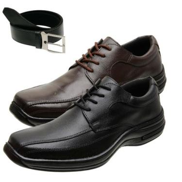 Imagem de Kit 2 Sapato Social Masculino Oxford Casual Couro + Cinto - Gmm Shoes