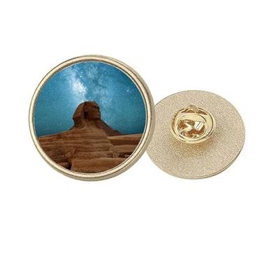Imagem de Blue Sky Red Earth Art Deco Fashion Round Metal Golden Pin Broche Clip, Medium, não aplicar
