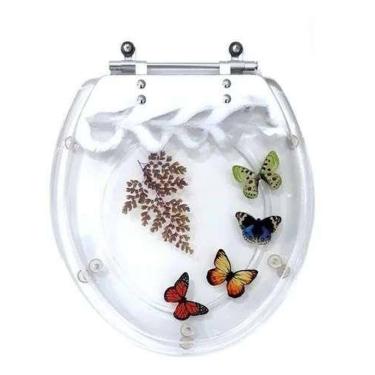 Imagem de Assento Sanitário Decorado Sabará P/ Icasa Borboletas Branco