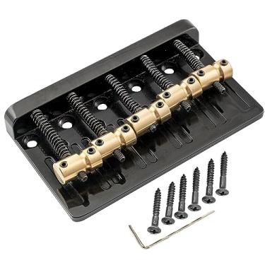 Imagem de Musiclily Pro 17mm Alta Resistente Ponte Baixo 5 Cordas com Carrinhos Latão e Placa Aço para Precision/Jazz Bass, Preta