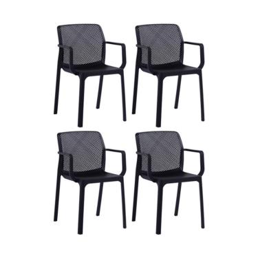 Imagem de Kit 4 Cadeiras Sardenha Preto Polipropileno Fratini
