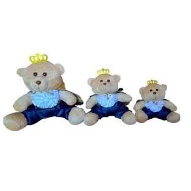 Imagem de Kit 3 Ursos Príncipes Real Pelúcia Para Nicho G, M, P Decoração Bebê A