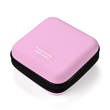 Imagem de LIOVODE Capa para DVD, capa de CD de EVA com 48 capacidades, organizador de armazenamento portátil e protetor de DVD para carro (capacidade 48, rosa 48)