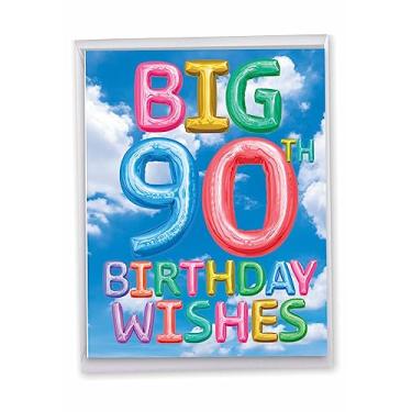 Imagem de The Best Card Company - Cartão de aniversário de 90 anos com envelope (21 x 28 cm) - 90 anos, grande papelaria saudação de aniversário do grupo - Mensagens infladas Marcos 90 (não balões reais) J5651GMBG-US
