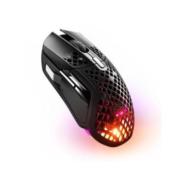 Imagem de SteelSeries Aerox 5 Wireless - Mouse para jogos Holey RGB - Design ultraleve resistente à água - 9 botões - Bluetooth/2,4 GHz - Sensor óptico TrueMove Air 18K DPI